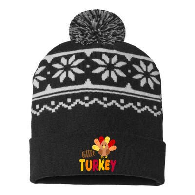 Little Turkey Cute Thanksgiving Holiday USA-Made Snowflake Beanie