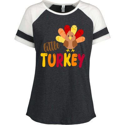 Little Turkey Cute Thanksgiving Holiday Enza Ladies Jersey Colorblock Tee