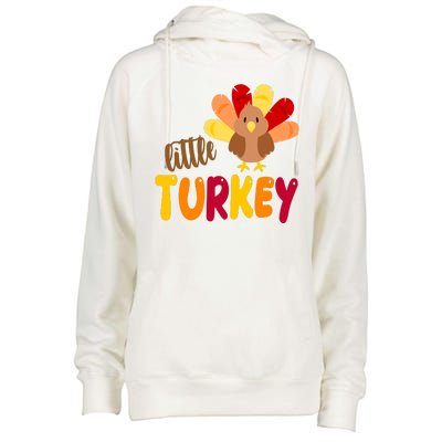 Little Turkey Cute Thanksgiving Holiday Womens Funnel Neck Pullover Hood