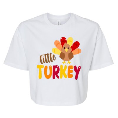 Little Turkey Cute Thanksgiving Holiday Bella+Canvas Jersey Crop Tee