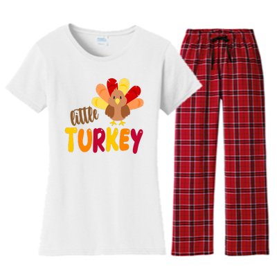 Little Turkey Cute Thanksgiving Holiday Women's Flannel Pajama Set