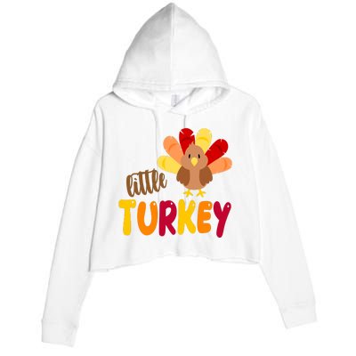 Little Turkey Cute Thanksgiving Holiday Crop Fleece Hoodie