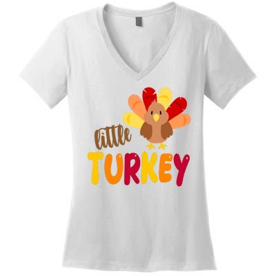 Little Turkey Cute Thanksgiving Holiday Women's V-Neck T-Shirt