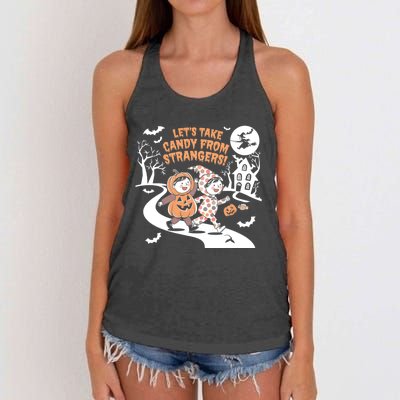 LetS Take Candy From Strangers Funny Halloween Women's Knotted Racerback Tank