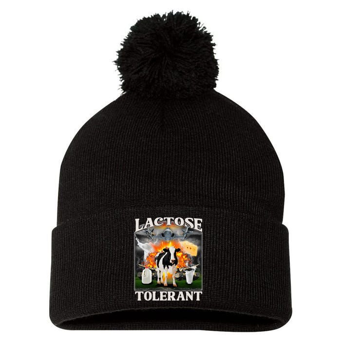 Lactose Tolerant Cow Milk Cow Apparel Farmers Pom Pom 12in Knit Beanie