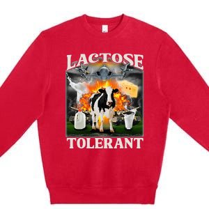 Lactose Tolerant Cow Milk Cow Apparel Farmers Premium Crewneck Sweatshirt