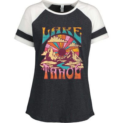 Lake Tahoe California Nature Hiking Mountains Outdoors Retro Enza Ladies Jersey Colorblock Tee