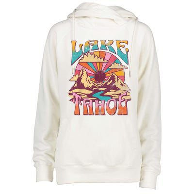 Lake Tahoe California Nature Hiking Mountains Outdoors Retro Womens Funnel Neck Pullover Hood