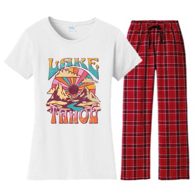 Lake Tahoe California Nature Hiking Mountains Outdoors Retro Women's Flannel Pajama Set