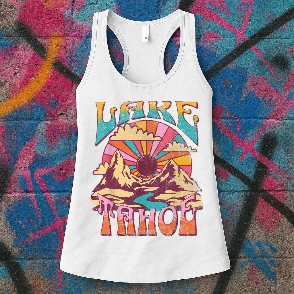 Lake Tahoe California Nature Hiking Mountains Outdoors Retro Womens Tank Top