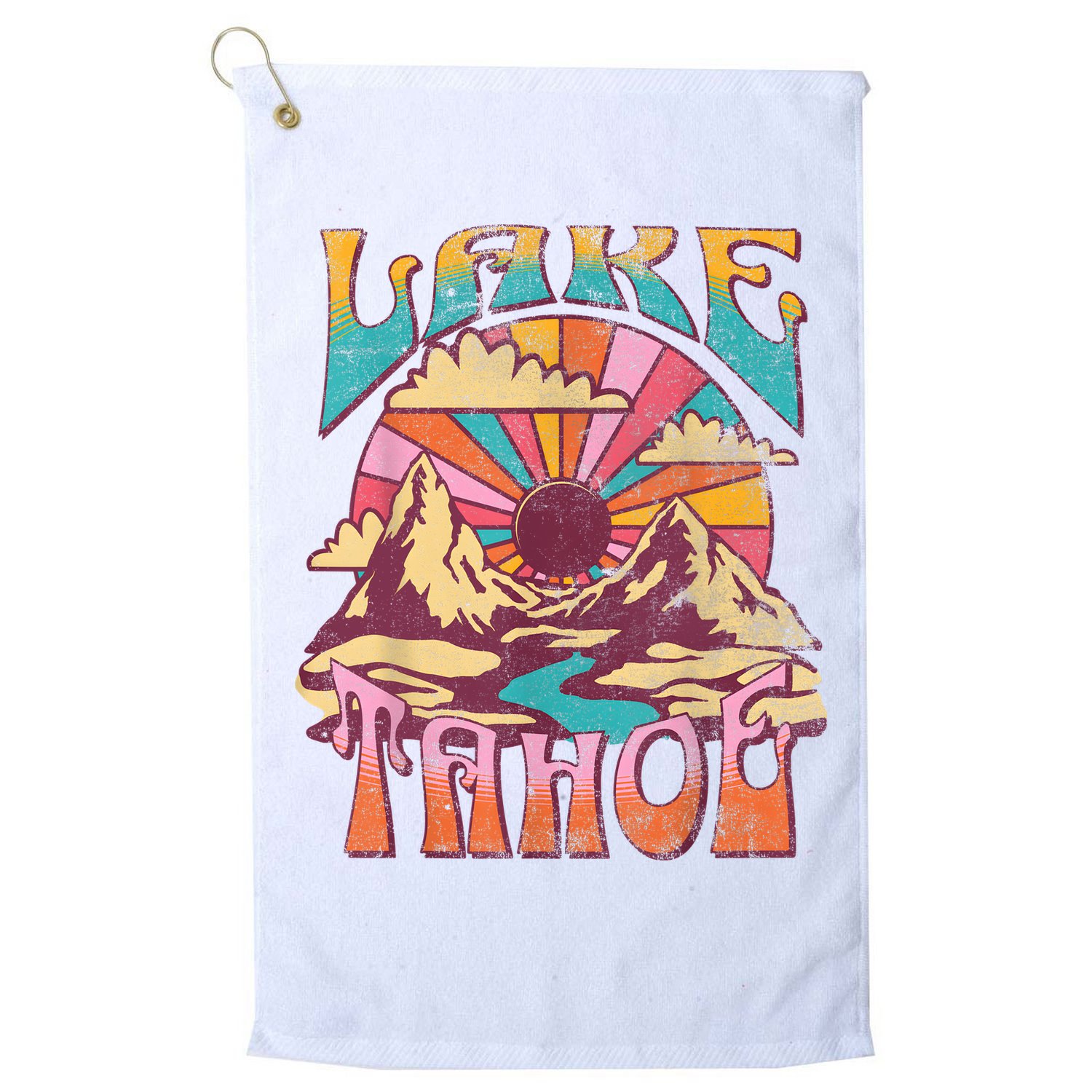 Lake Tahoe California Nature Hiking Mountains Outdoors Retro Golf Towel