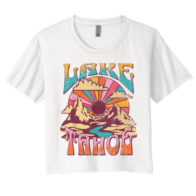 Lake Tahoe California Nature Hiking Mountains Outdoors Retro Crop Top