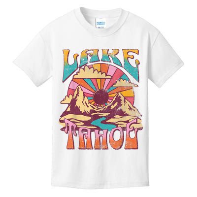 Lake Tahoe California Nature Hiking Mountains Outdoors Retro Kids T-Shirt