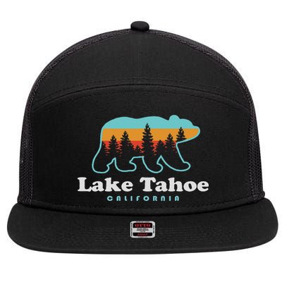 Lake Tahoe California Bear Mountains Hiking 7 Panel Mesh Trucker Snapback Hat