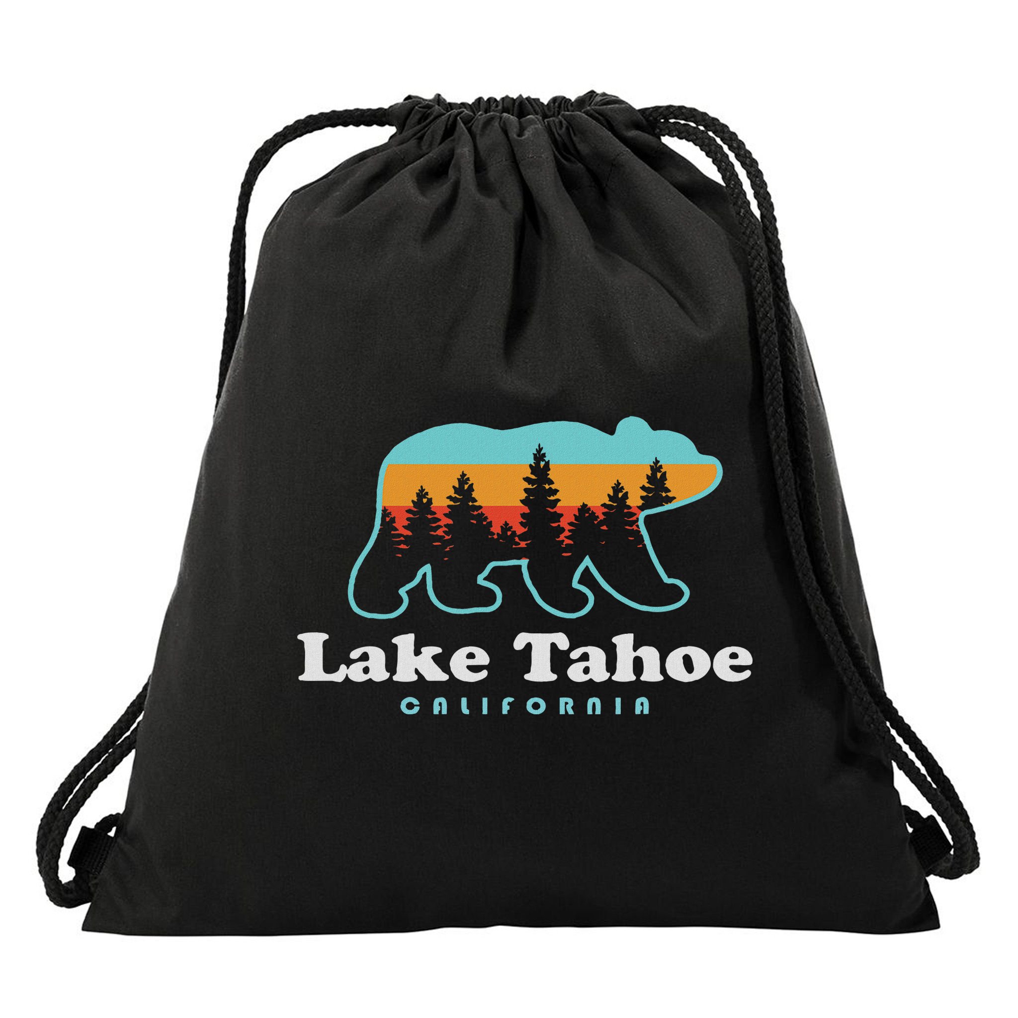 Lake Tahoe California Bear Mountains Hiking Drawstring Bag