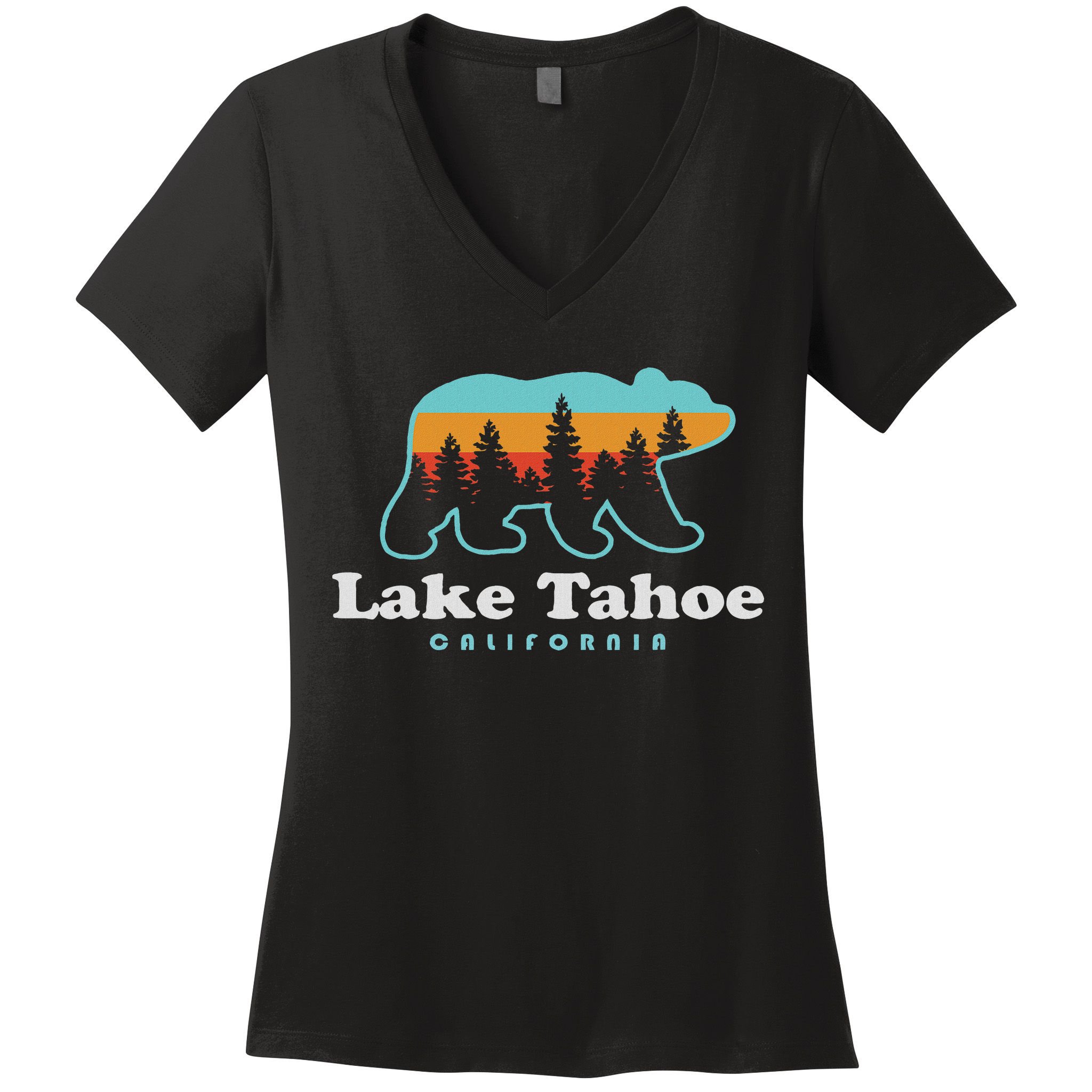 Lake Tahoe California Bear Mountains Hiking Women's V-Neck T-Shirt