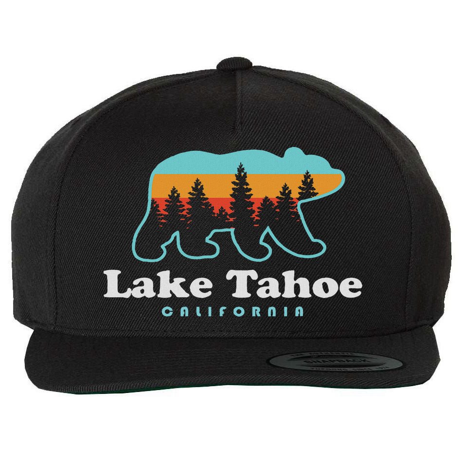 Lake Tahoe California Bear Mountains Hiking Wool Snapback Cap