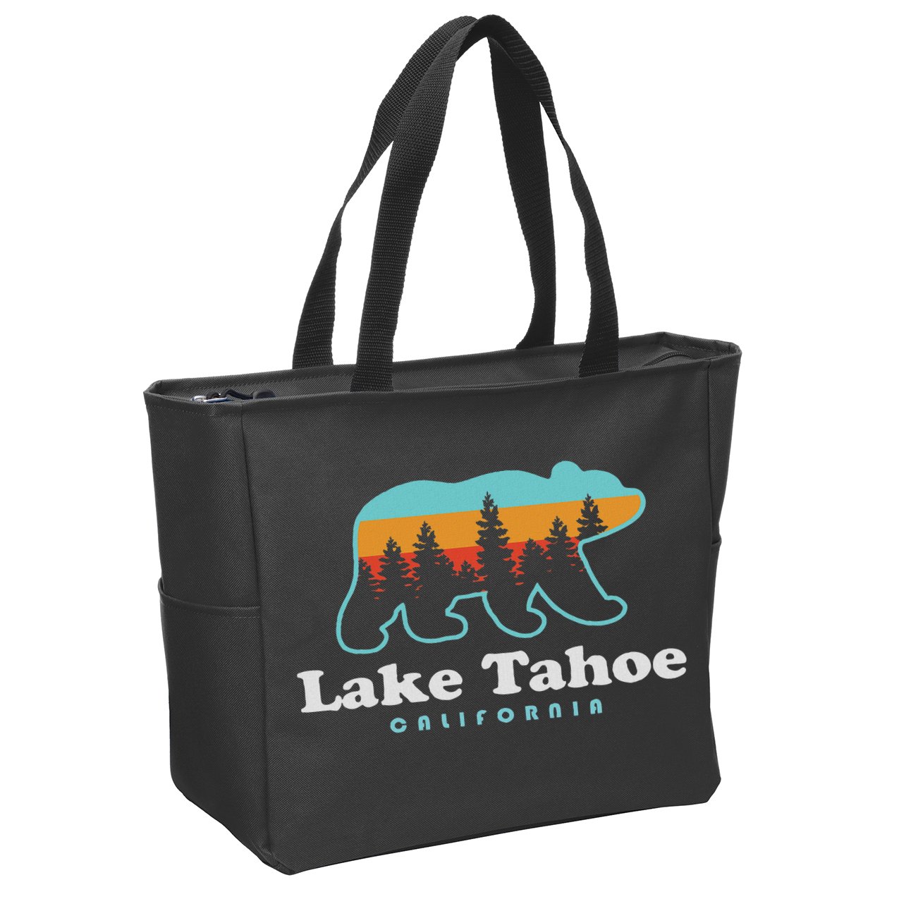 Lake Tahoe California Bear Mountains Hiking Zip Tote Bag