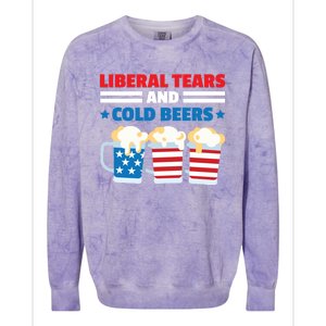 Liberal Tears Cold Beers 2020 Election Trump Republican Gift Funny Gift Colorblast Crewneck Sweatshirt