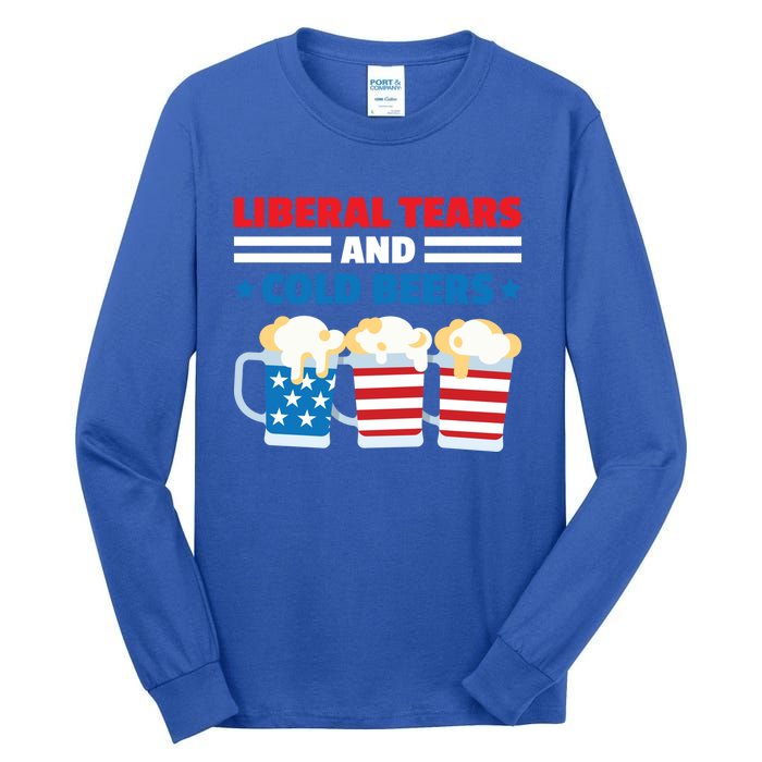 Liberal Tears Cold Beers 2020 Election Trump Republican Gift Funny Gift Tall Long Sleeve T-Shirt