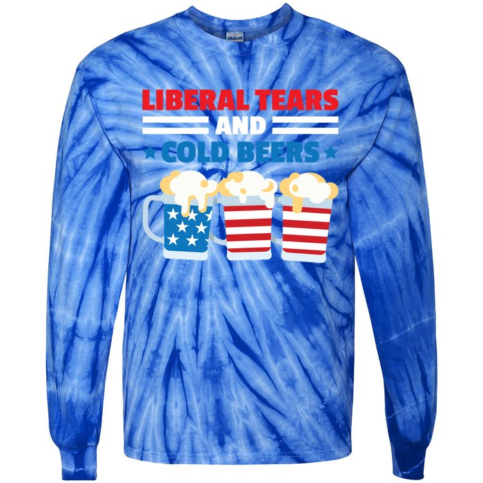 Liberal Tears Cold Beers 2020 Election Trump Republican Gift Funny Gift Tie-Dye Long Sleeve Shirt