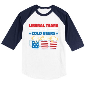 Liberal Tears Cold Beers 2020 Election Trump Republican Gift Funny Gift Baseball Sleeve Shirt