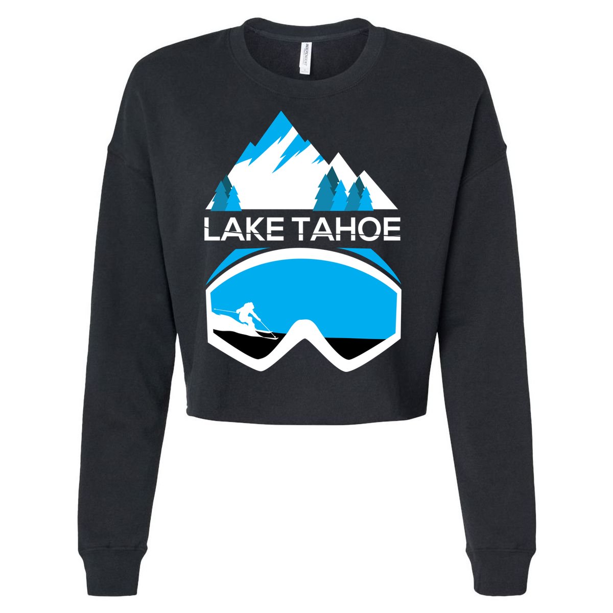 Lake Tahoe California Gift Ski Goggles Skiing Gift Clothes Cropped Pullover Crew