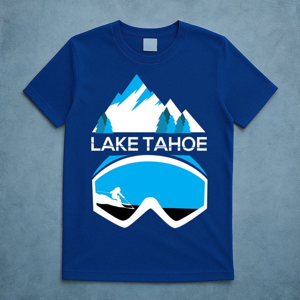 Lake Tahoe California Gift Ski Goggles Skiing Gift Clothes T-Shirt