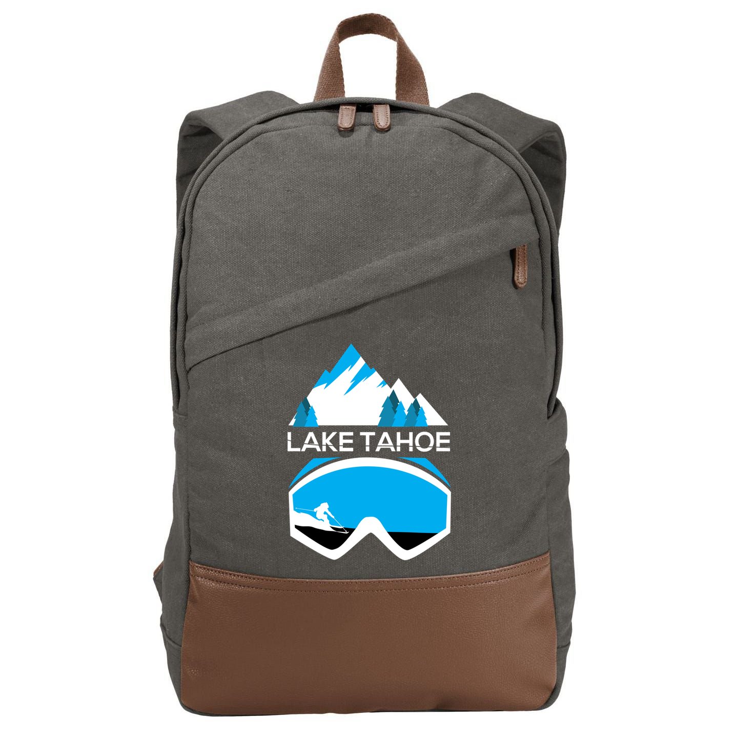 Lake Tahoe California Gift Ski Goggles Skiing Gift Clothes Cotton Canvas Backpack