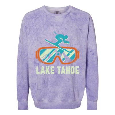 Lake Tahoe California Retro Vintage Skiing And Snowboarding Great Gift Colorblast Crewneck Sweatshirt