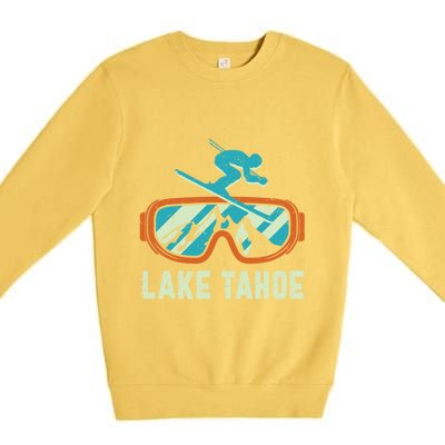 Lake Tahoe California Retro Vintage Skiing And Snowboarding Great Gift Premium Crewneck Sweatshirt