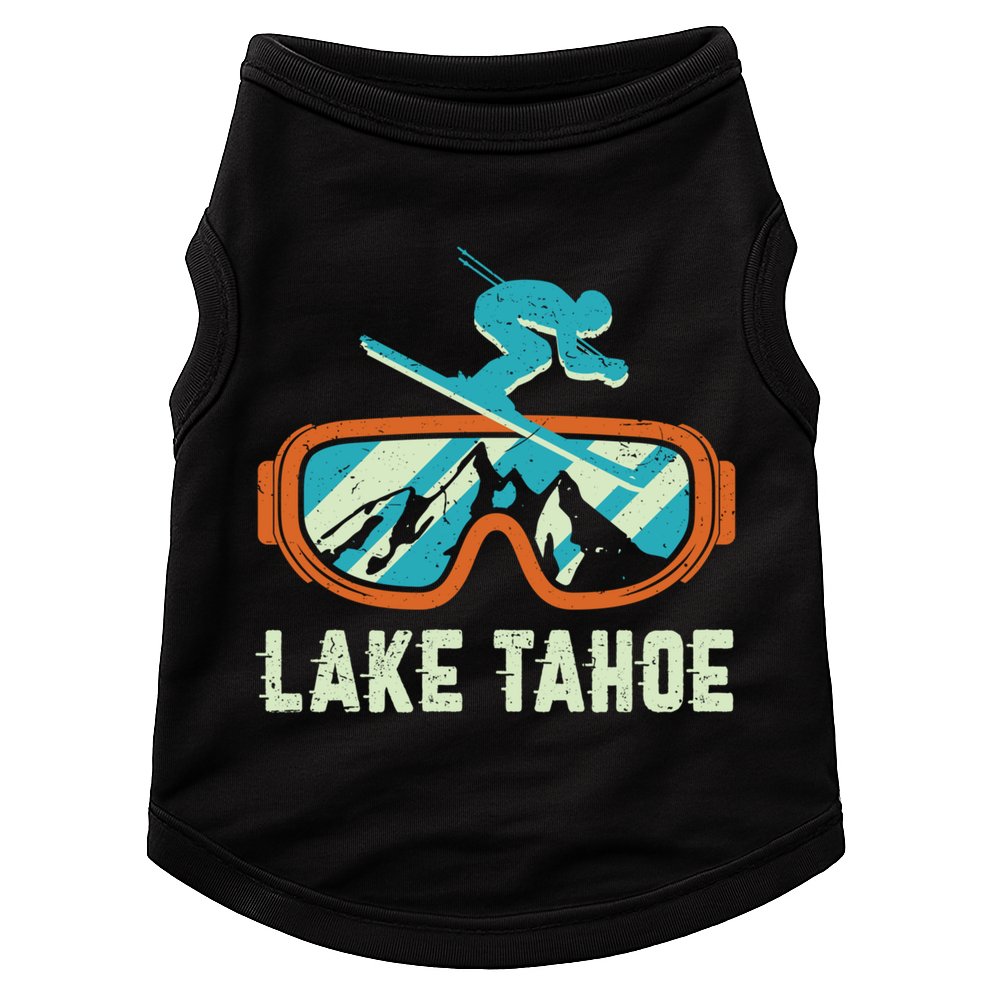 Lake Tahoe California Retro Vintage Skiing And Snowboarding Great Gift Doggie Tank