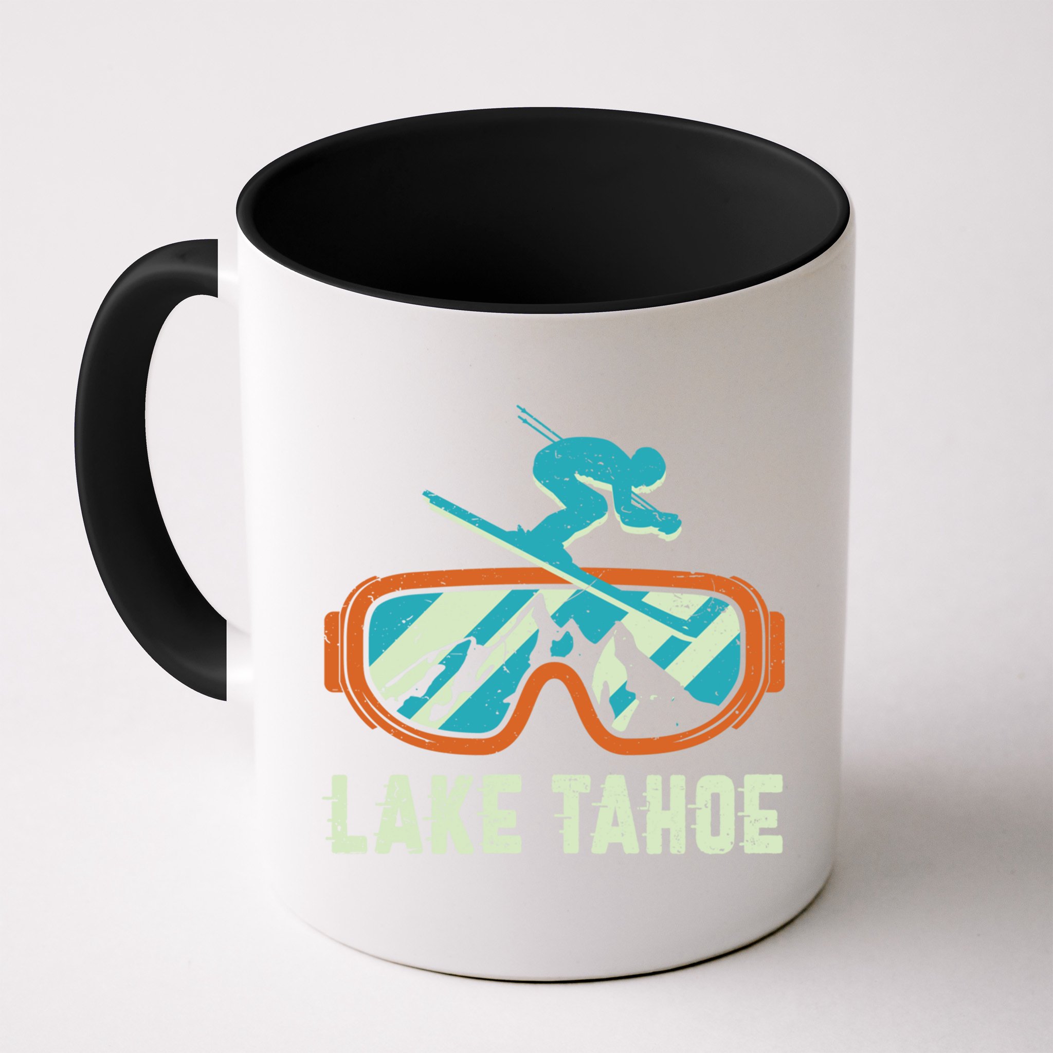 Lake Tahoe California Retro Vintage Skiing And Snowboarding Great Gift Mug
