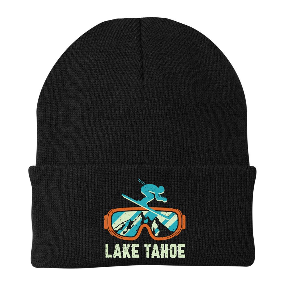 Lake Tahoe California Retro Vintage Skiing And Snowboarding Great Gift Beanie