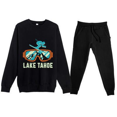 Lake Tahoe California Retro Vintage Skiing And Snowboarding Great Gift Premium Crewneck Sweatsuit Set