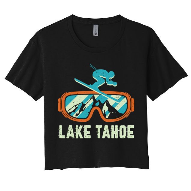 Lake Tahoe California Retro Vintage Skiing And Snowboarding Great Gift Crop Top