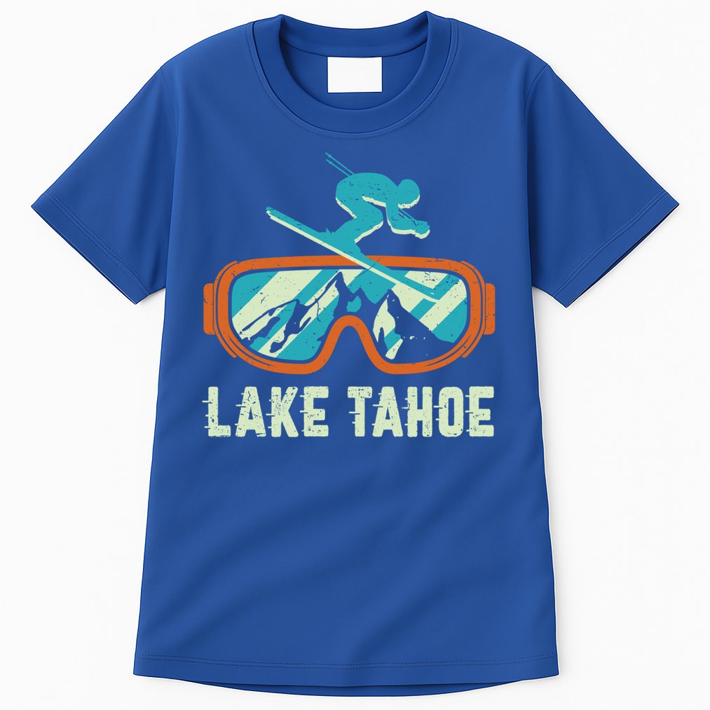 Lake Tahoe California Retro Vintage Skiing And Snowboarding Great Gift Tall T-Shirt