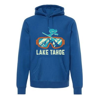 Lake Tahoe California Retro Vintage Skiing And Snowboarding Great Gift Premium Hoodie