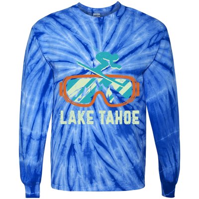 Lake Tahoe California Retro Vintage Skiing And Snowboarding Great Gift Tie-Dye Long Sleeve Shirt