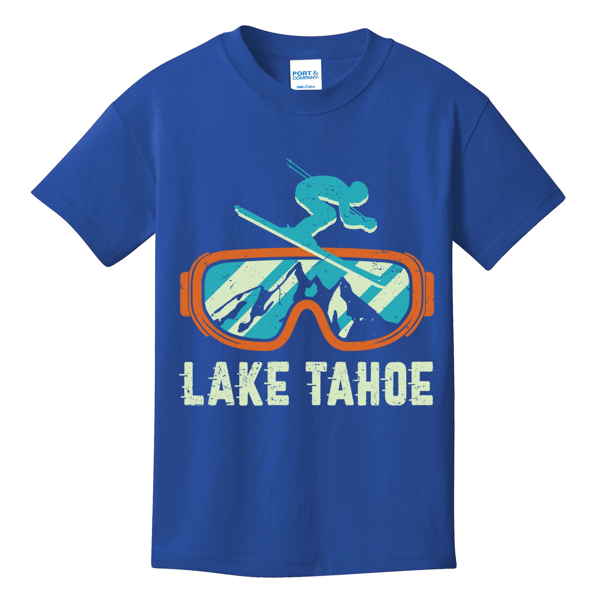 Lake Tahoe California Retro Vintage Skiing And Snowboarding Great Gift Kids T-Shirt