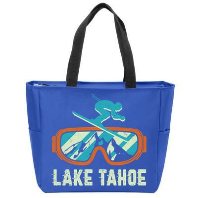 Lake Tahoe California Retro Vintage Skiing And Snowboarding Great Gift Zip Tote Bag