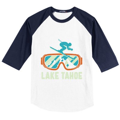 Lake Tahoe California Retro Vintage Skiing And Snowboarding Great Gift Baseball Sleeve Shirt