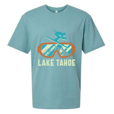 Lake Tahoe California Retro Vintage Skiing And Snowboarding Great Gift Sueded Cloud Jersey T-Shirt