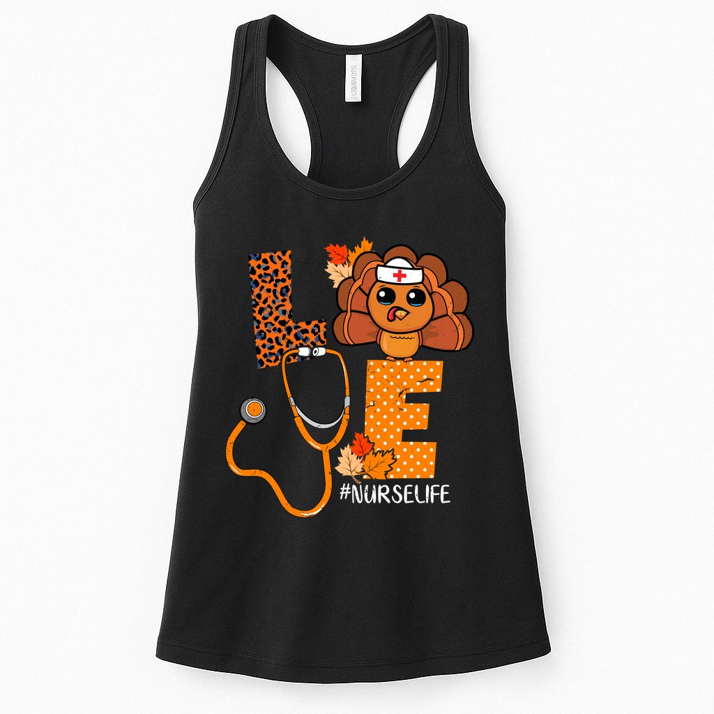 Love Thanksgiving Cute Nurse Life Womens Tank Top