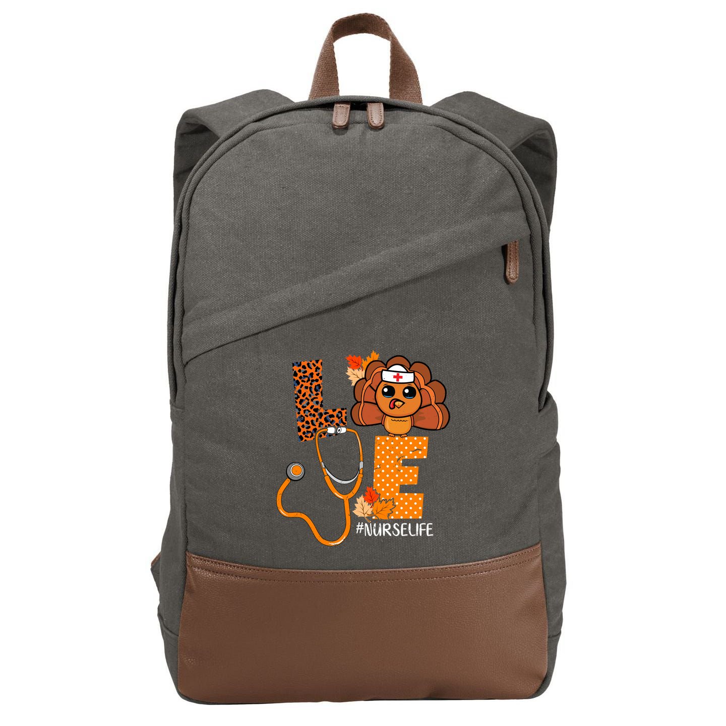 Love Thanksgiving Cute Nurse Life Cotton Canvas Backpack