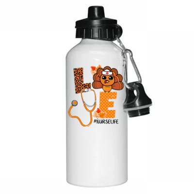 Love Thanksgiving Cute Nurse Life Aluminum Water Bottle 