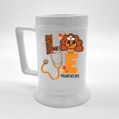 Love Thanksgiving Cute Nurse Life Beer Stein