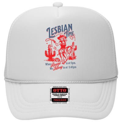 Lesbian Time Cowgirl Lesbian Pride High Crown Mesh Back Trucker Hat