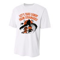 LetS Take Candy From Strangers Funny Halloween Performance Sprint T-Shirt