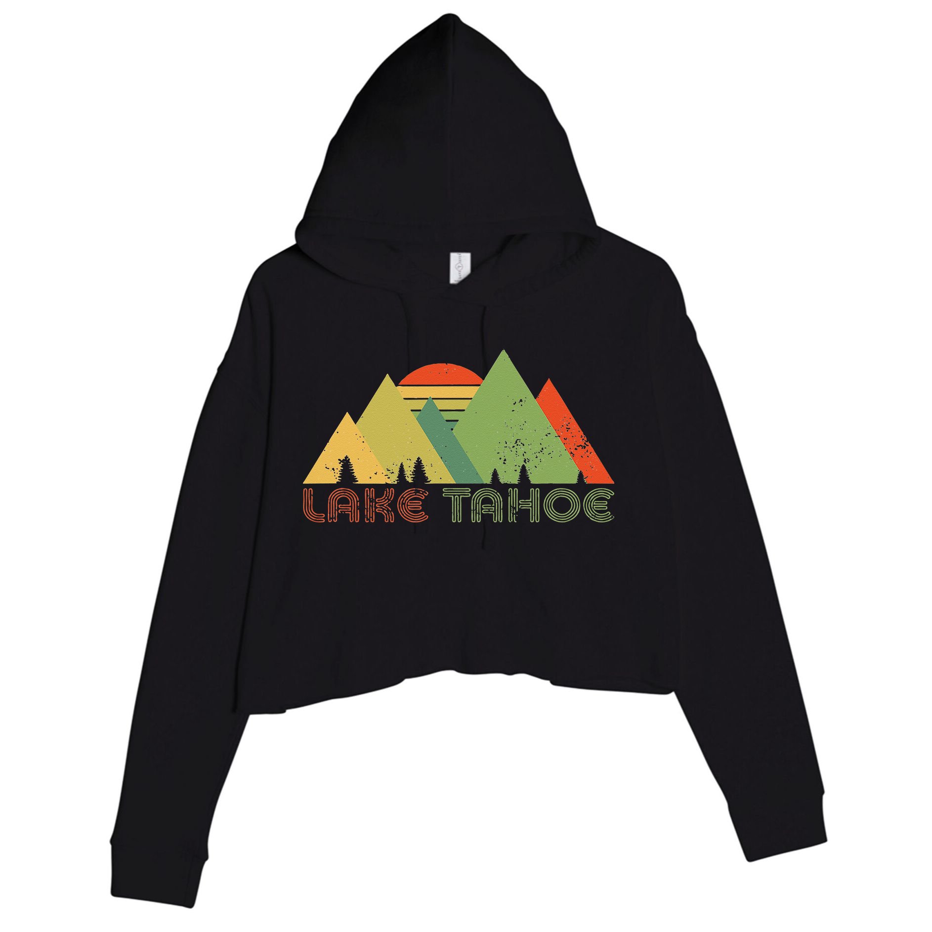Lake Tahoe California Nevada Mountain Skiing Ski CA Crop Fleece Hoodie